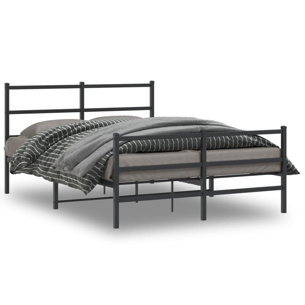 Sengeramme med sengegavl og fodgærde 140x190 cm metal sort