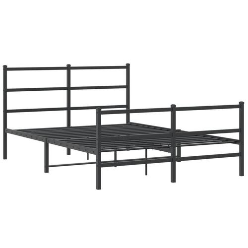Sengeramme med sengegavl og fodgærde 140x190 cm metal sort