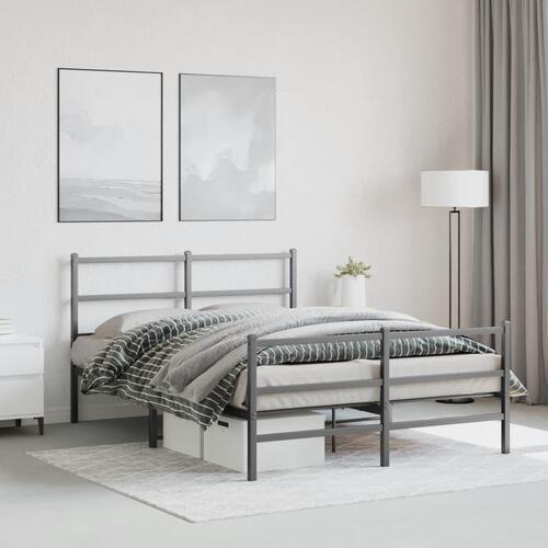 Sengeramme med sengegavl og fodgærde 140x190 cm metal sort