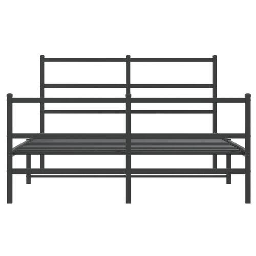 Sengeramme med sengegavl og fodgærde 140x190 cm metal sort