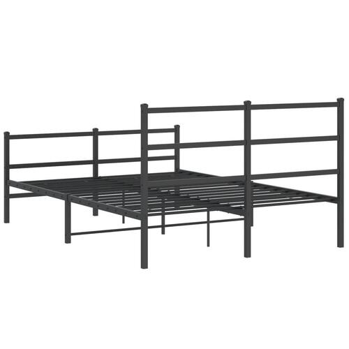 Sengeramme med sengegavl og fodgærde 140x190 cm metal sort