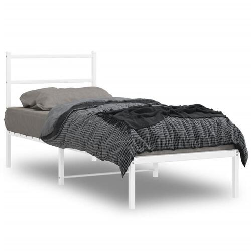 Sengeramme med sengegavl 80x200 cm metal hvid