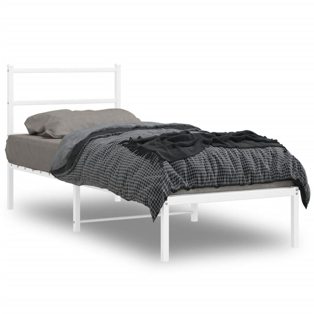 Sengeramme med sengegavl 80x200 cm metal hvid