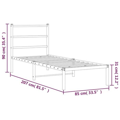 Sengeramme med sengegavl 80x200 cm metal hvid