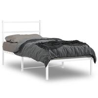 Sengeramme med sengegavl 90x200 cm metal hvid