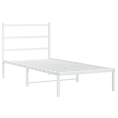Sengeramme med sengegavl 90x200 cm metal hvid