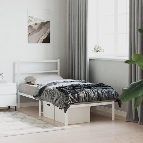 Sengeramme med sengegavl 90x200 cm metal hvid