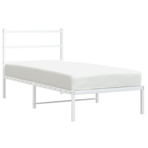 Sengeramme med sengegavl 90x200 cm metal hvid