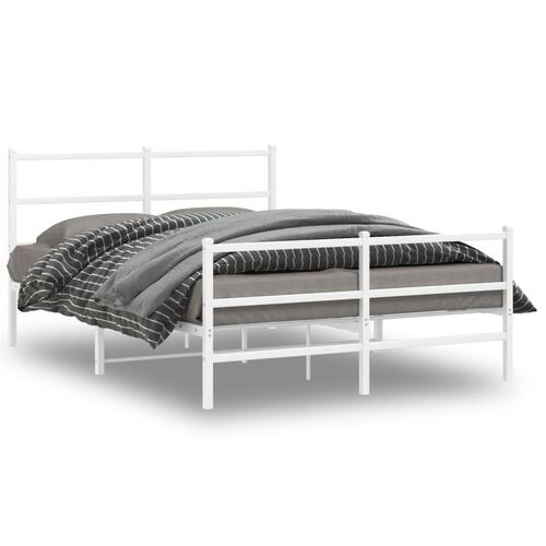 Sengeramme med sengegavl og fodgærde 140x190 cm metal hvid