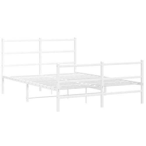 Sengeramme med sengegavl og fodgærde 140x190 cm metal hvid