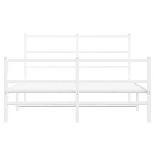 Sengeramme med sengegavl og fodgærde 140x190 cm metal hvid