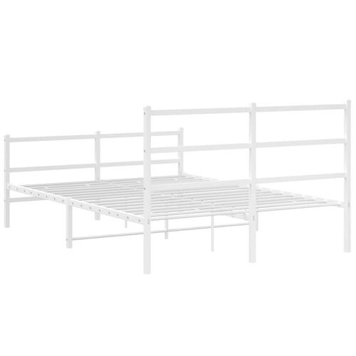 Sengeramme med sengegavl og fodgærde 140x190 cm metal hvid