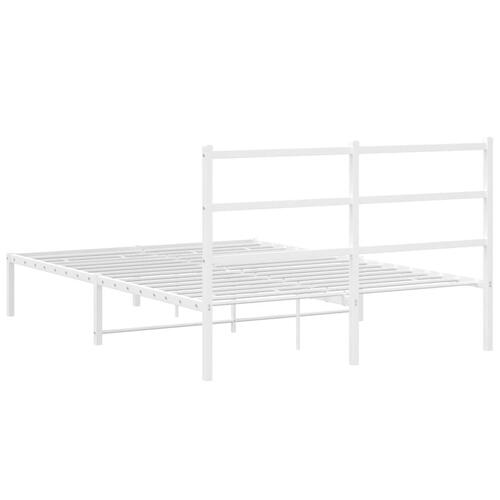 Sengeramme med sengegavl 135x190 cm metal hvid