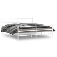 Sengeramme med sengegavl og fodgærde 200x200 cm metal hvid