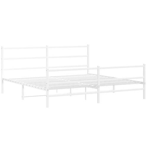 Sengeramme med sengegavl og fodgærde 200x200 cm metal hvid