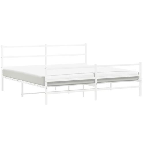 Sengeramme med sengegavl og fodgærde 200x200 cm metal hvid