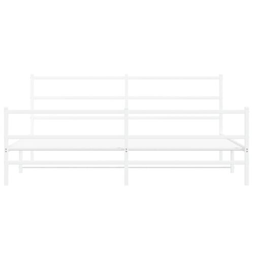 Sengeramme med sengegavl og fodgærde 200x200 cm metal hvid