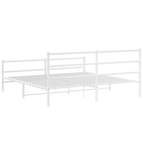 Sengeramme med sengegavl og fodgærde 200x200 cm metal hvid