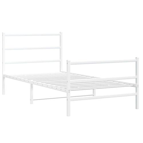 Sengeramme med sengegavl og fodgærde 100x190 cm metal hvid