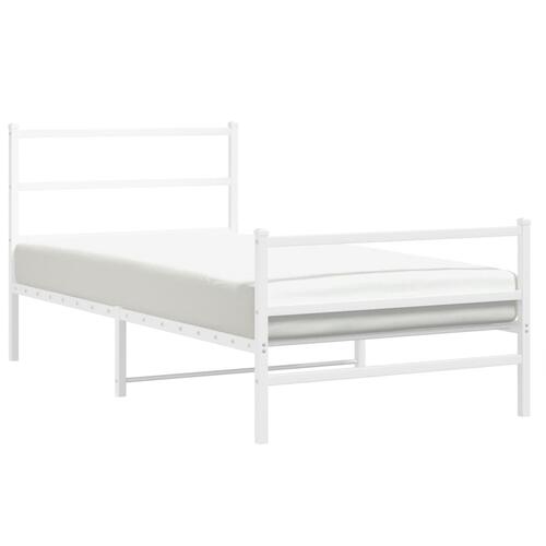 Sengeramme med sengegavl og fodgærde 100x190 cm metal hvid