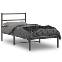 Sengeramme med sengegavl 90x190 cm metal sort