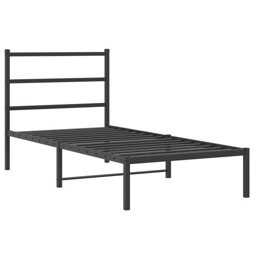Sengeramme med sengegavl 90x190 cm metal sort