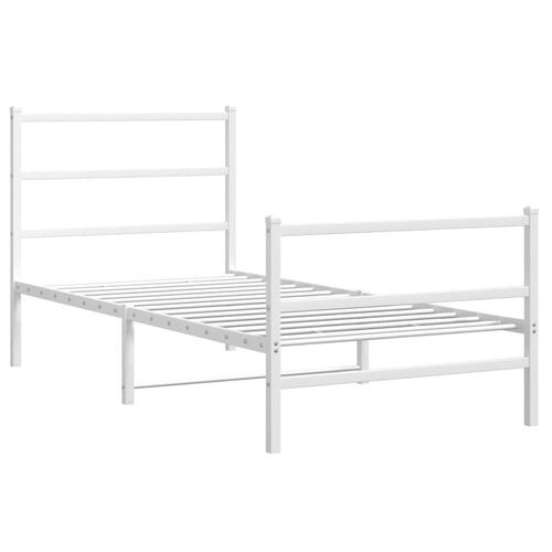 Sengeramme med sengegavl og fodgærde 90x190 cm metal hvid