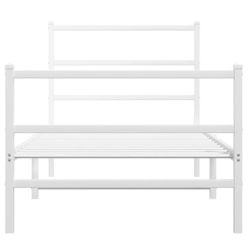 Sengeramme med sengegavl og fodgærde 90x190 cm metal hvid