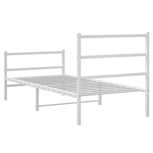 Sengeramme med sengegavl og fodgærde 90x190 cm metal hvid