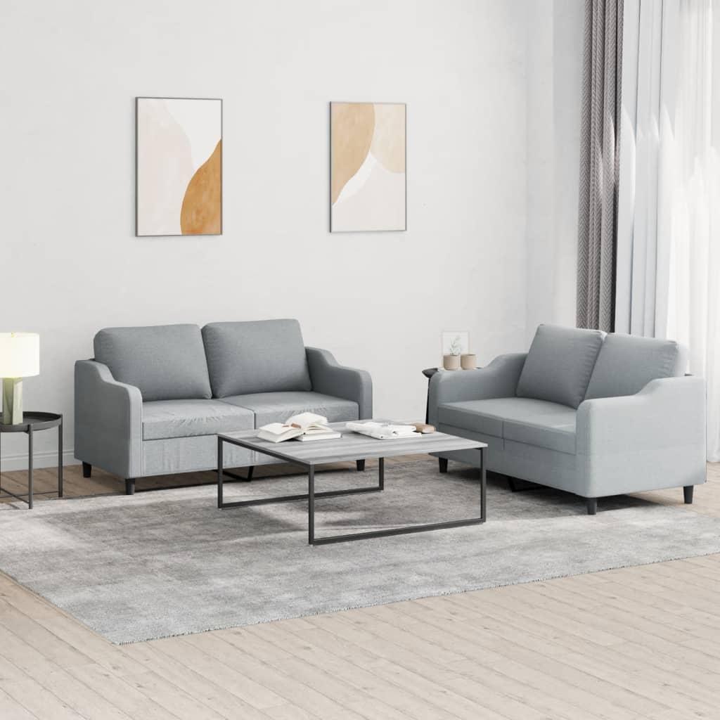 2 personers sofa med hynder stof lysegrå