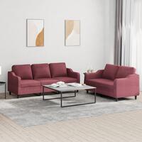 2 personers sofa med hynder stof vinrød