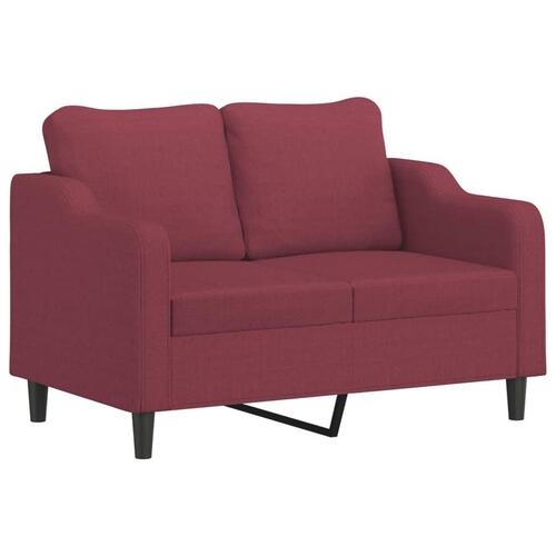 2 personers sofa med hynder stof vinrød