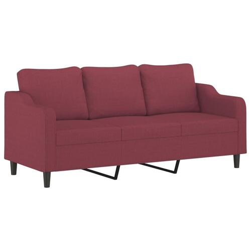 2 personers sofa med hynder stof vinrød