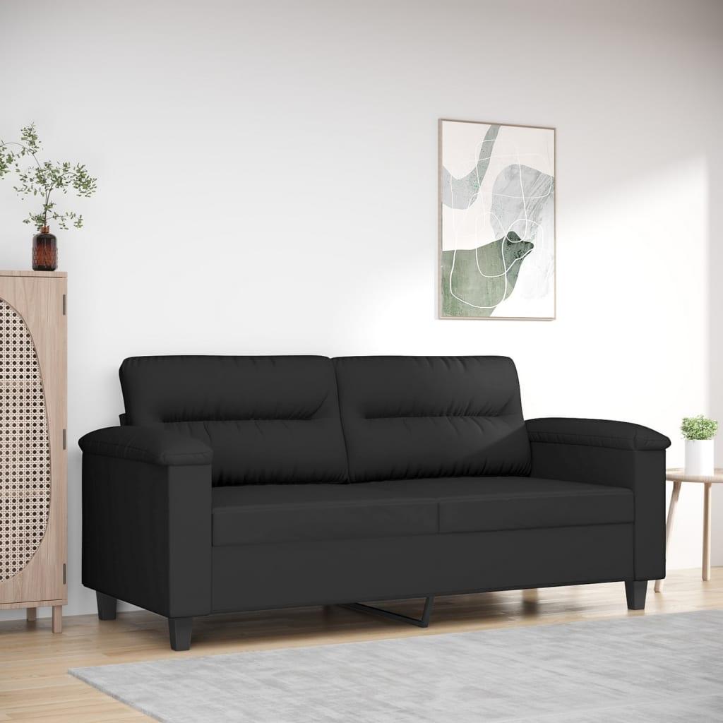2-personers sofa 140 cm mikrofiberstof sort billede