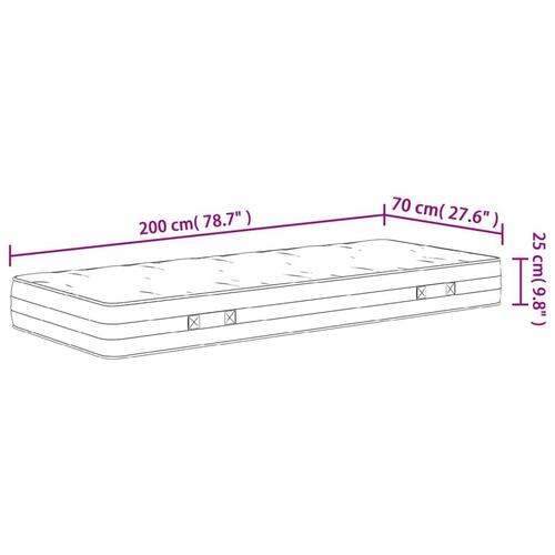 Springmadras med pocketfjedre 70x200 cm medium fast