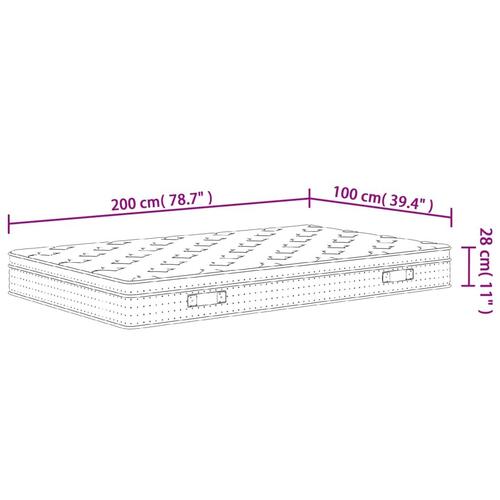 Springmadras med pocketfjedre 100x200 cm medium