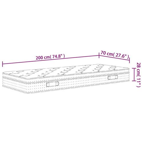 Springmadras med pocketfjedre 70x200 cm medium fast