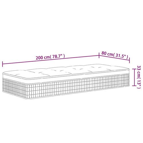 Springmadras med pocketfjedre 80x200 cm medium