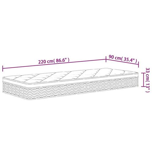 Springmadras med pocketfjedre 90x220 cm medium fast