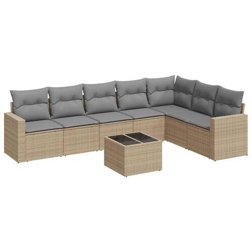 Sofasæt til haven 8 dele med hynder polyrattan beige