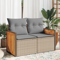 2-personers havesofa med hynder polyrattan beige