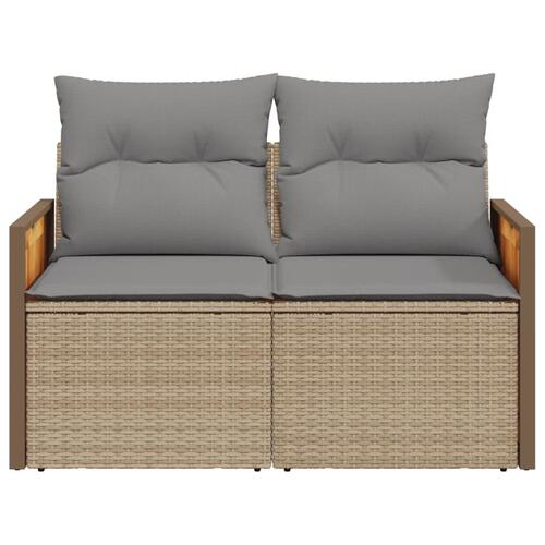 2-personers havesofa med hynder polyrattan beige