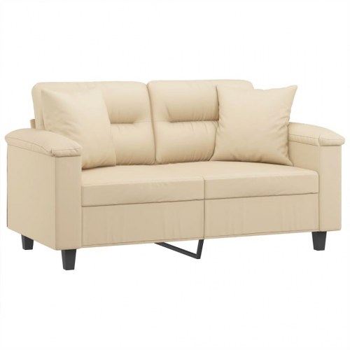 2-personers sofa med puder i mikrofiber - cremefarvet