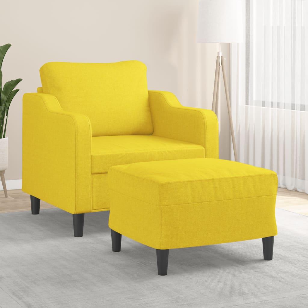 Sofastol med fodskammel 60 cm stof Lysegul