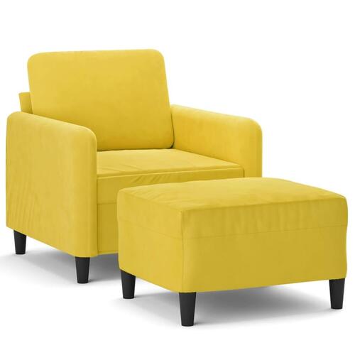 Sofastol med fodskammel 60 cm velour gul