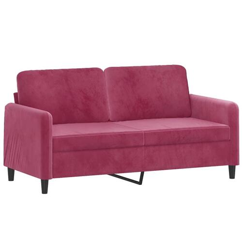 2 personers sofa med puder velour vinrød