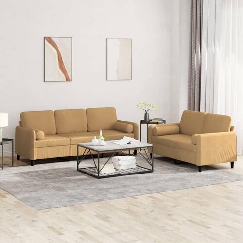 2 personers sofa med puder velour brun