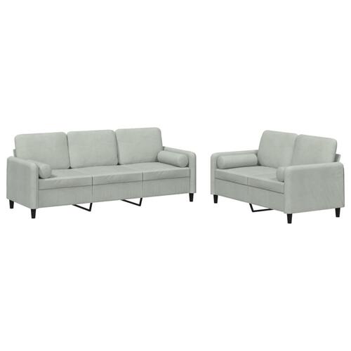 2 personers sofa med puder velour lysegrå