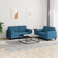 2 personers sofa med puder velour blå