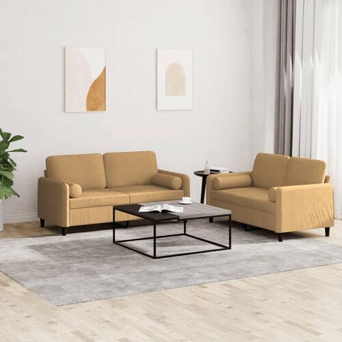 2 personers sofa med puder velour brun